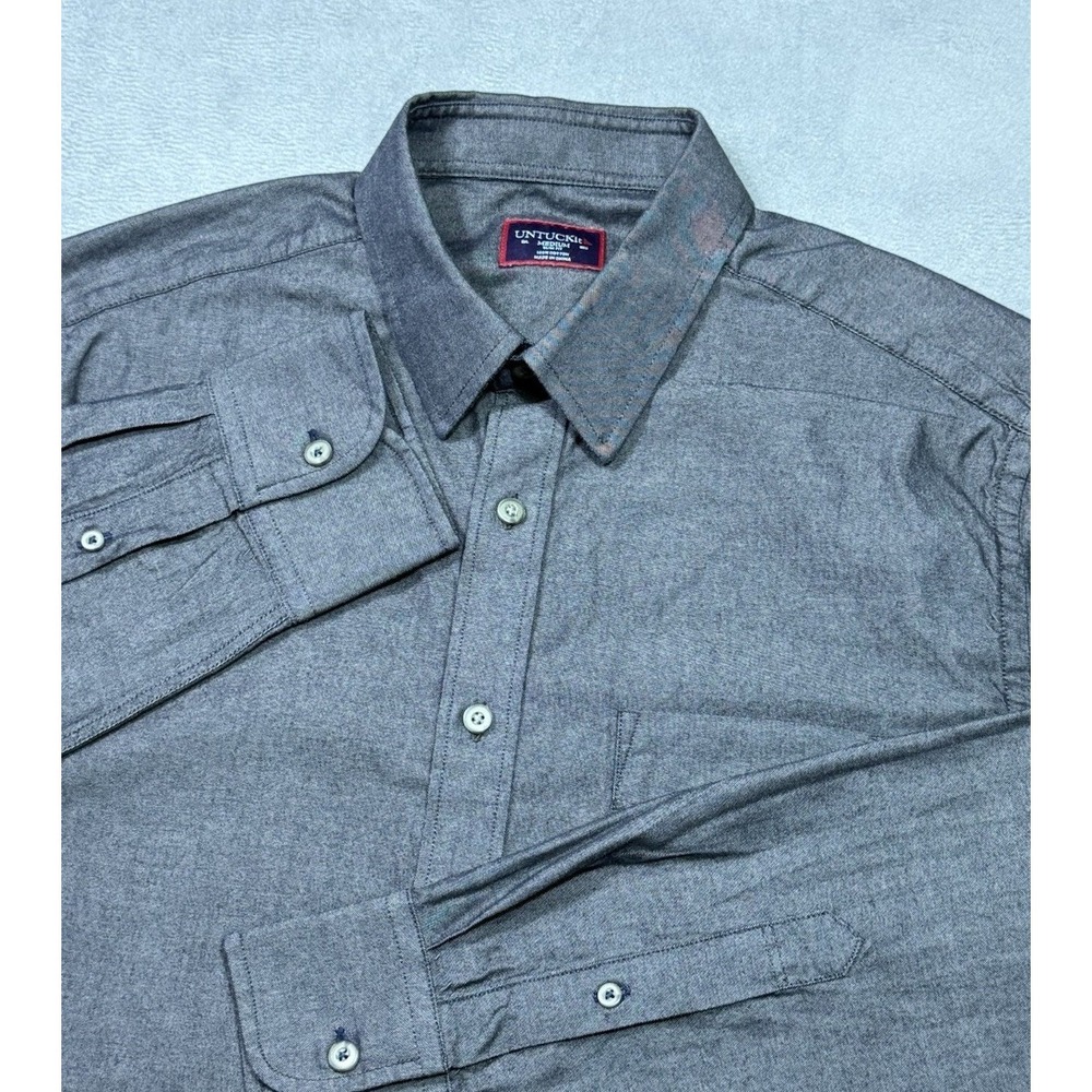 Untuckit Button Shirt Mens M Casablanca Gray Slim Fit Normcore Dadcore Modern